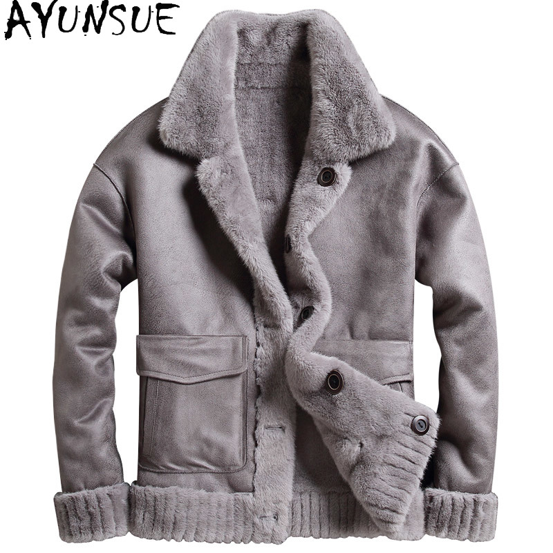 Quality Winter Clothing Jacket - AYUNSUE Winter Faux Mink Fur Mens
