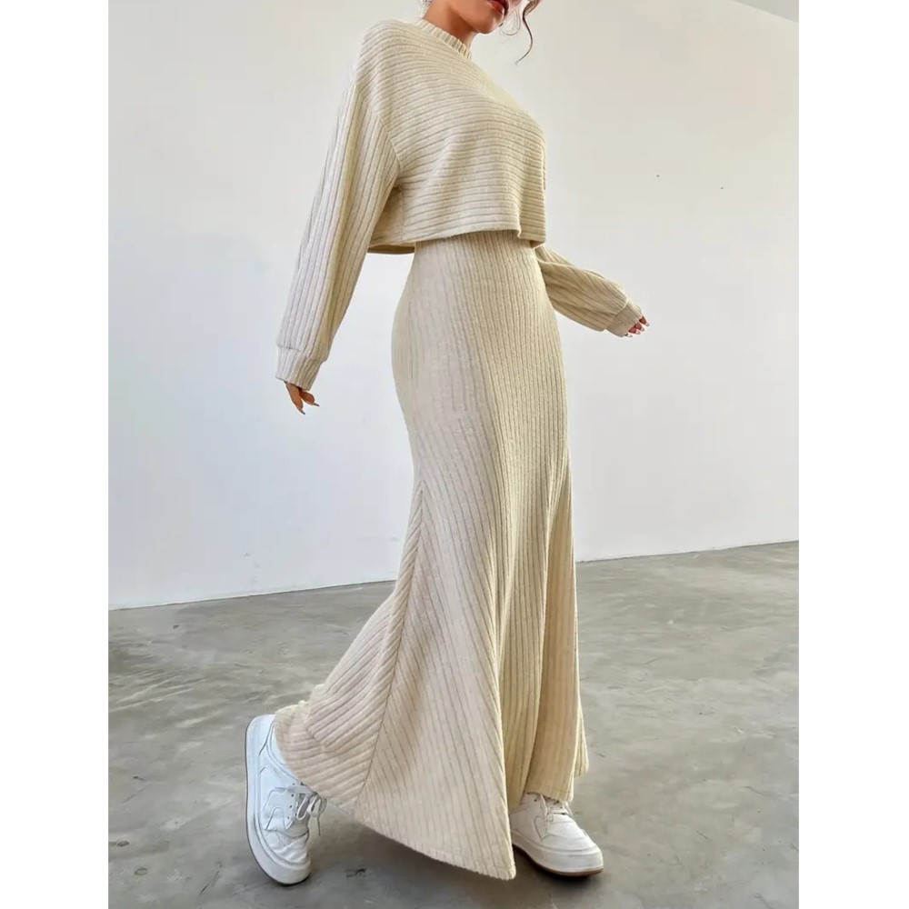 Winter Clothing Ladies - Autumn Long Sleeved Top+long Dress Versatile
