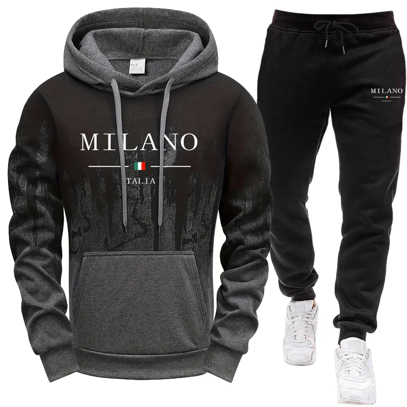 Winter Clothing Stores - Men's Set/Hoodie/Pants Autumn Winter Italy Casual
