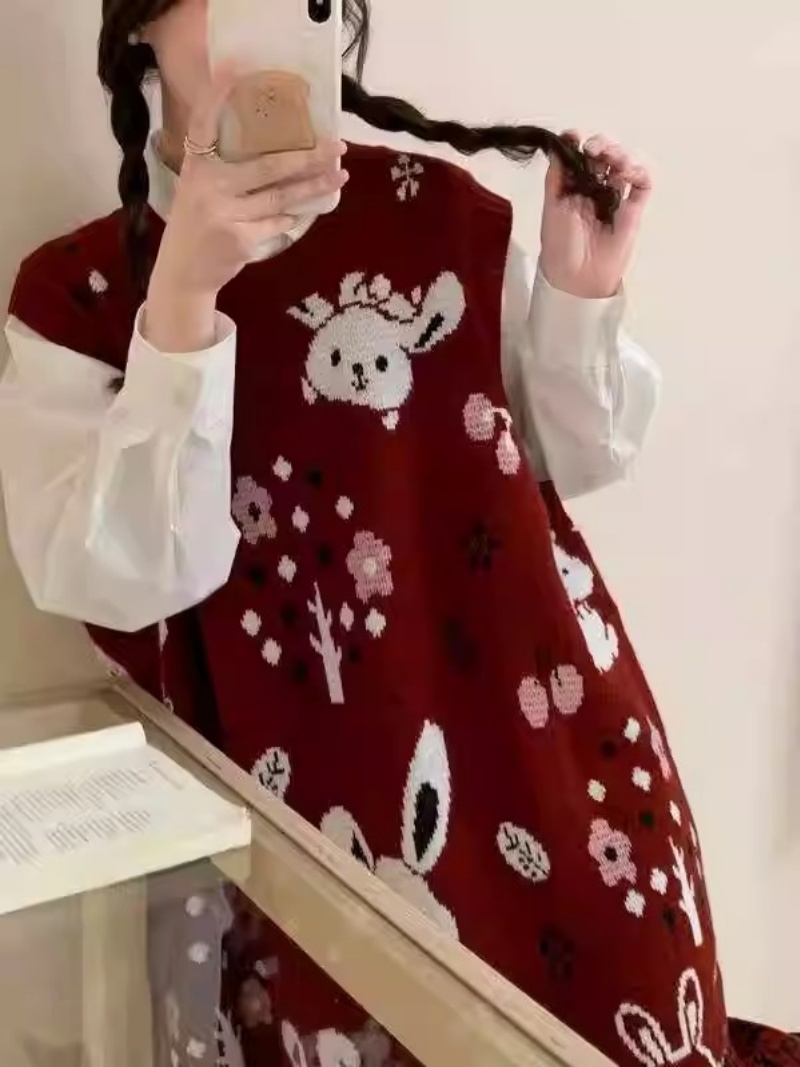 Lazy Cartoon Sweater Vest Dres - огляд і ціна Winter Clothing Trends 2025 Women'S