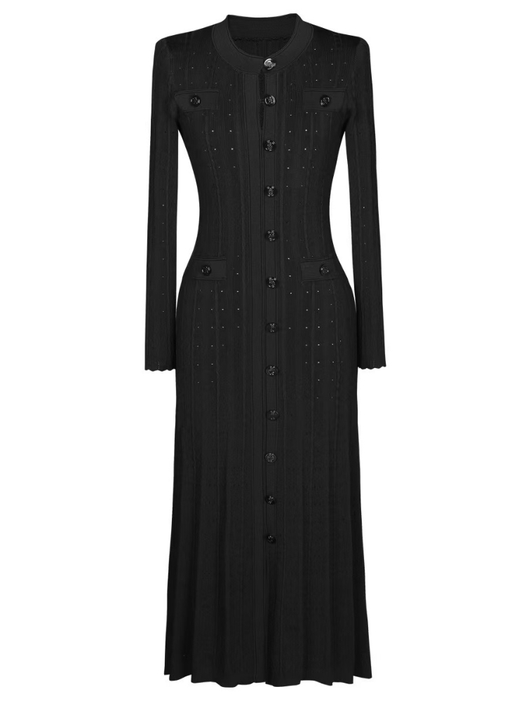 Round Neck Long Sleeved Dress  - огляд і ціна Winter Clothing In French