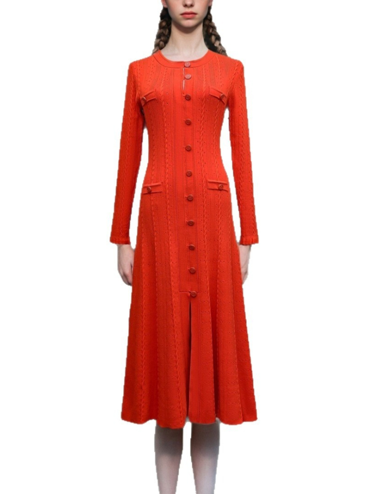 Round Neck Long Sleeved Dress  - огляд і ціна Winter Clothing In French