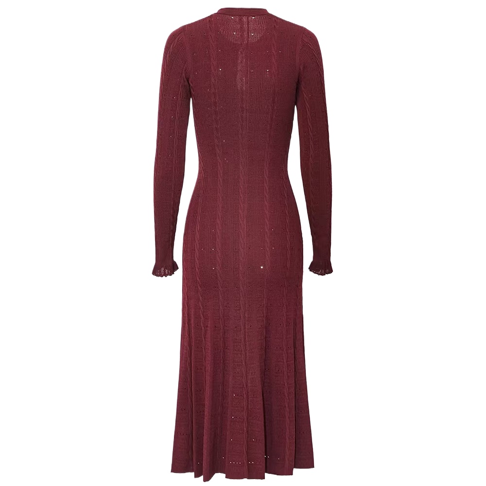 Round Neck Long Sleeved Dress  - огляд і ціна Winter Clothing In French