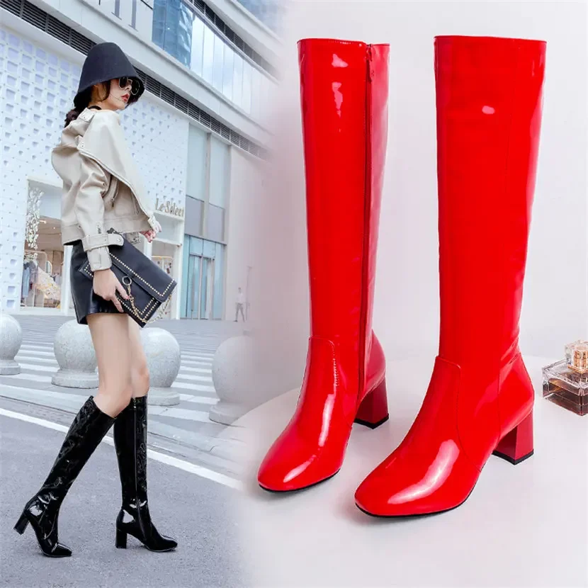 Red White Patent Leather Women - огляд і ціна Winter Clothing Ladies