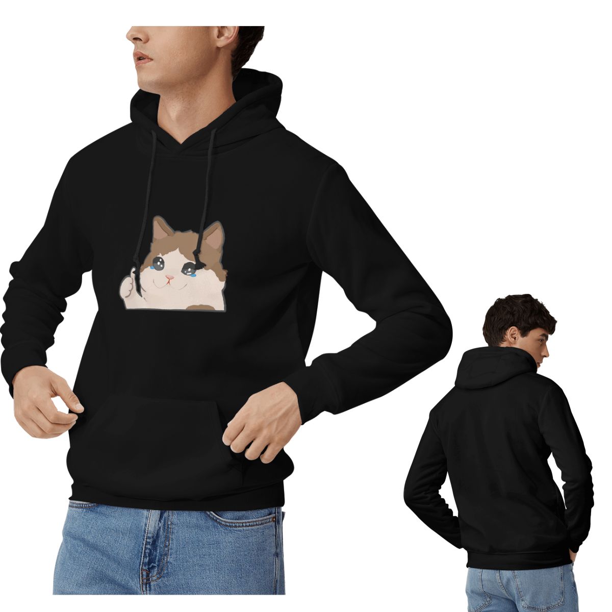 Crying Cat Meme Hoodies Men's  - огляд і ціна Winter Clothing Meme