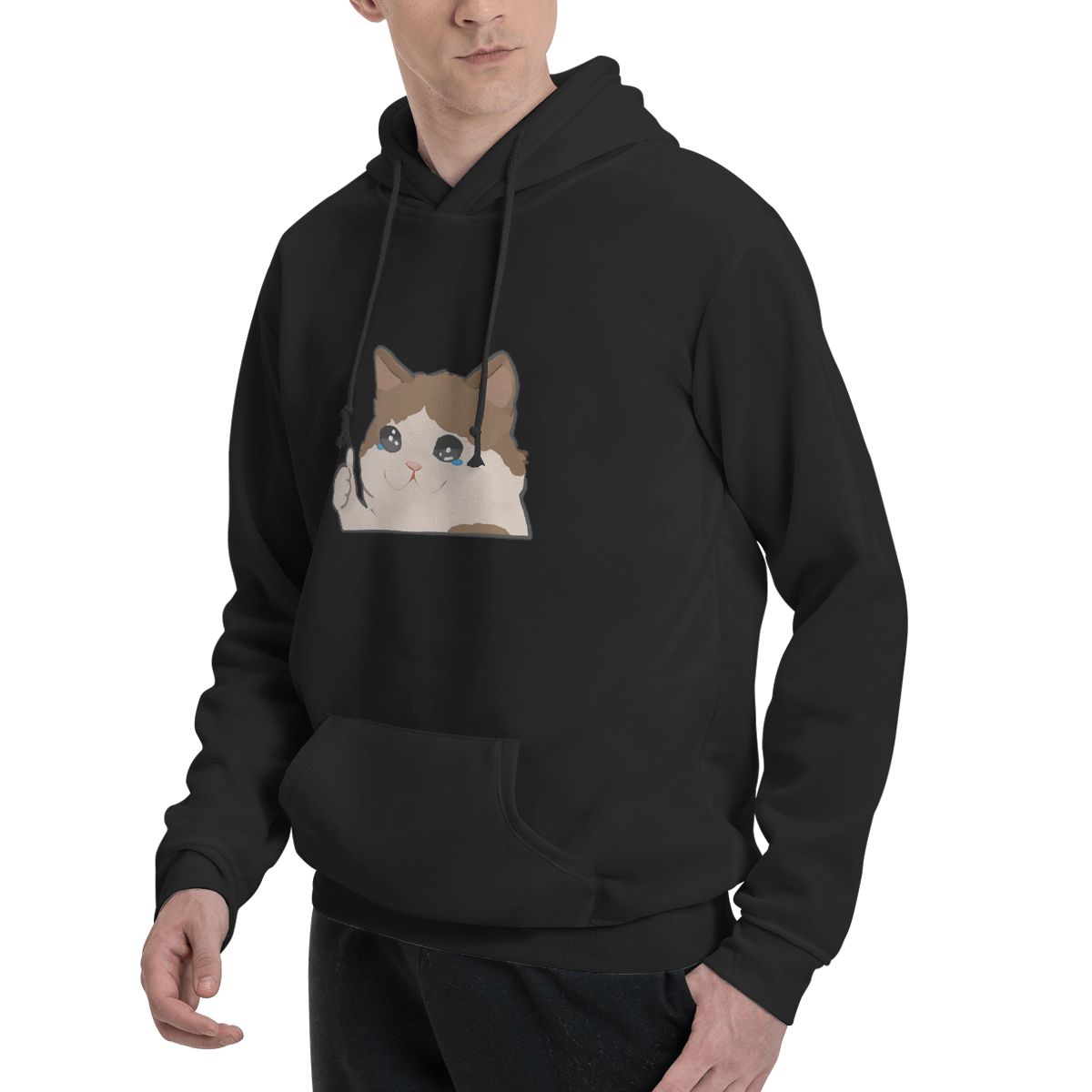 Crying Cat Meme Hoodies Men's  - огляд і ціна Winter Clothing Meme