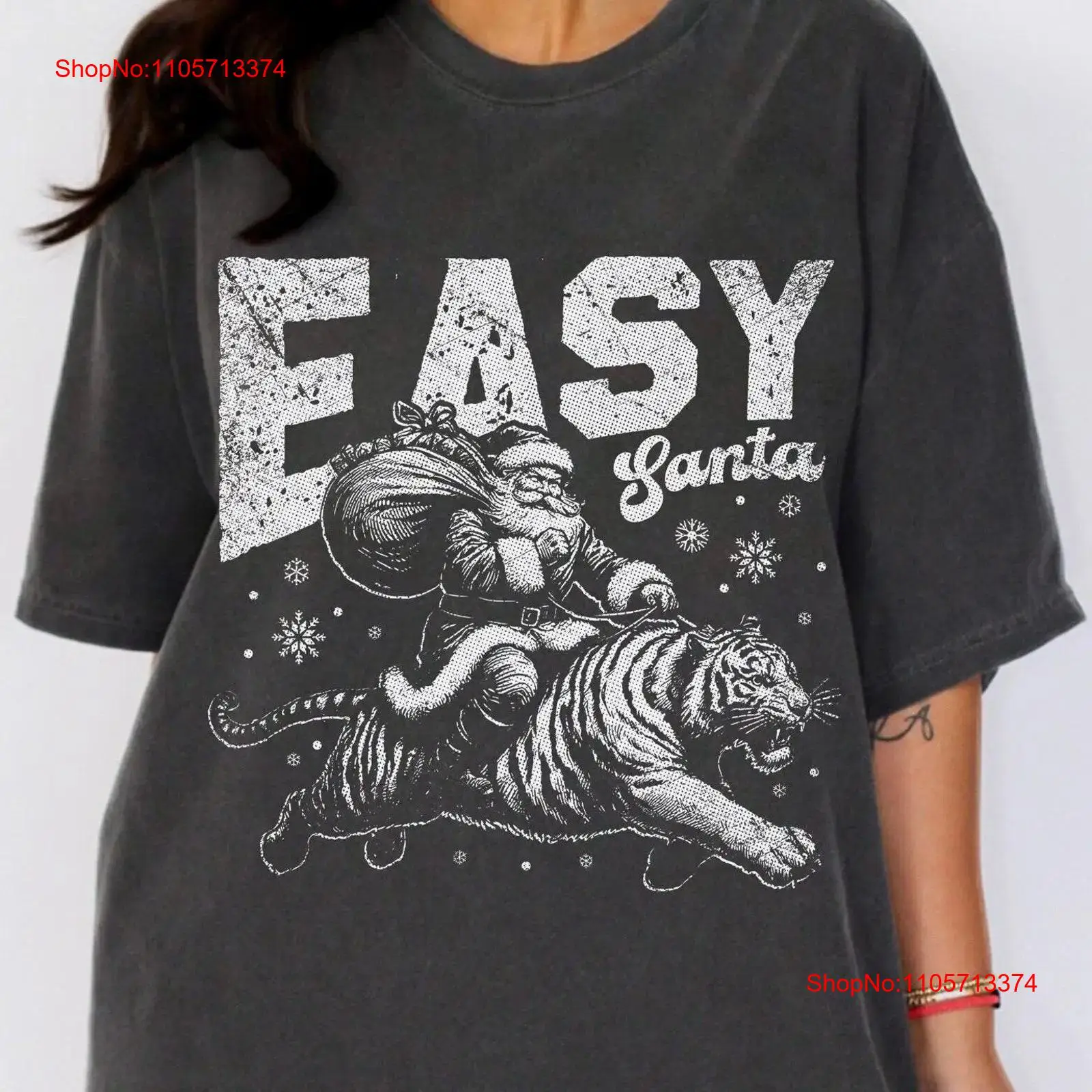 Easy Santa T Shirt Tiger Fun f - огляд і ціна Winter Clothing Meme